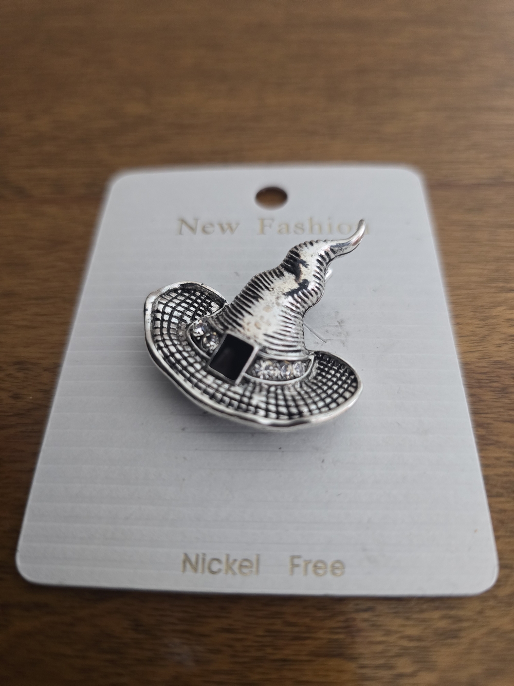 Silver Witch Hat Brooch Pin -